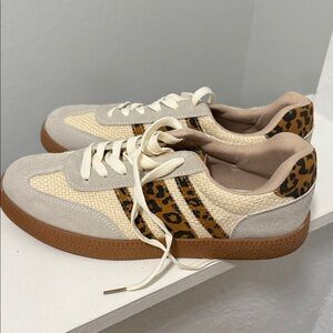Leopard Print Sneakers with Cream and Tan Accents